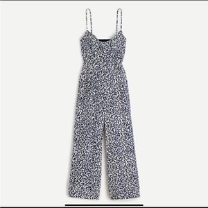 Crew Tie-front wide-leg jumpsuit in floral print Navy Ivory